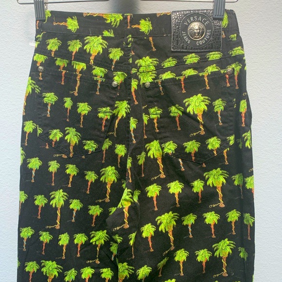 VERSACE JEANS COUTURE | Palm Print High Rise Jeans - Picture 3 of 5